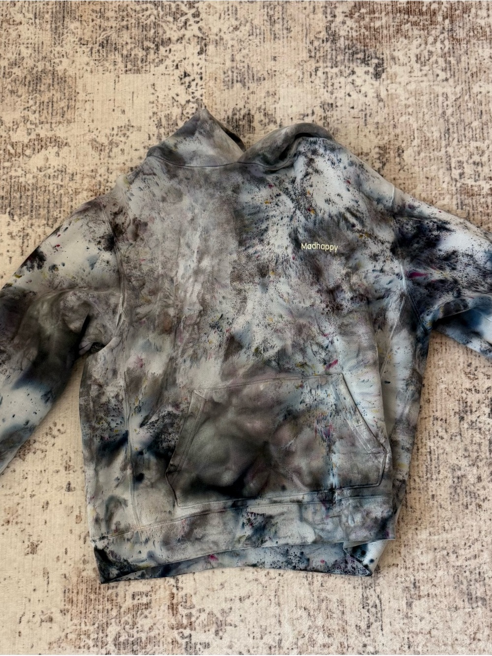 Madhappy Men's Gray Marble Tie-Dye Crewneck Sweatshirt